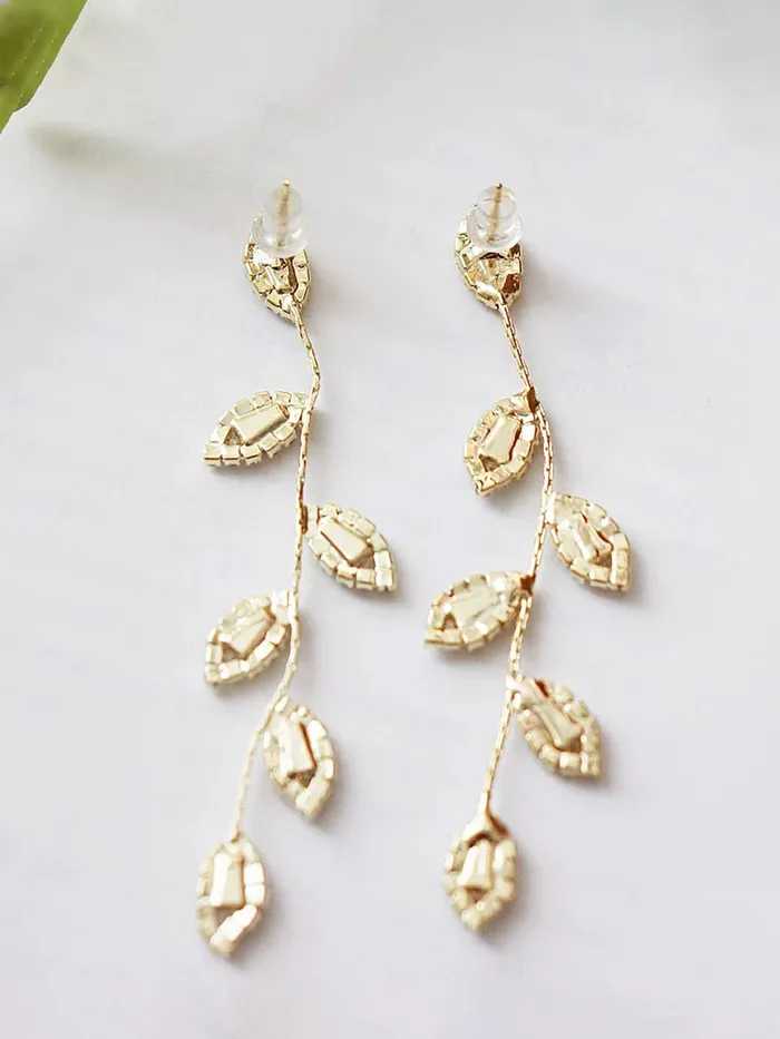 Necklaces Yellow Chimes Yellow Chimes Earrings For Women Gold Tone Elegant Leaf Drop Long Dangle Earrings For Women and Girls