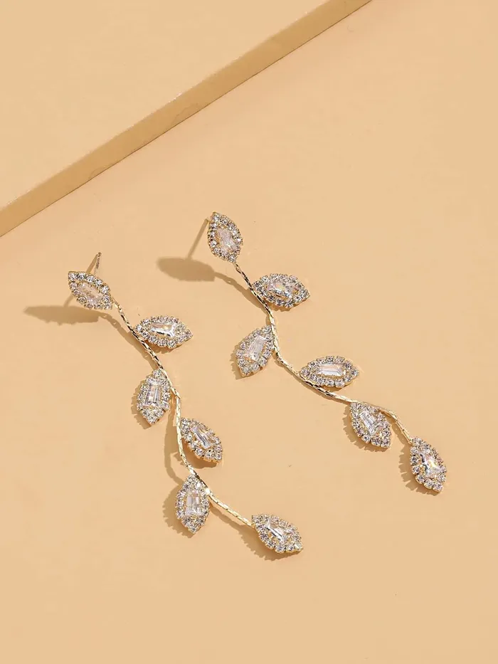 Necklaces Yellow Chimes Yellow Chimes Earrings For Women Gold Tone Elegant Leaf Drop Long Dangle Earrings For Women and Girls