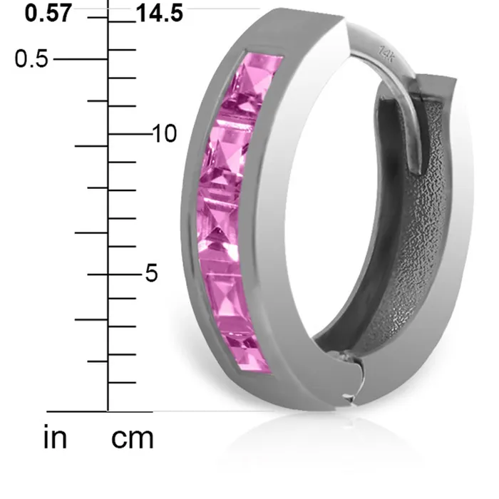 13 CTW 14K Solid White Gold Hoop Huggie Earrings Pink Sapphire MayaMila Earrings 13 CTW 14K Solid White Gold Hoop Huggie Earrings Pink Sapphire MayaMila Earrings