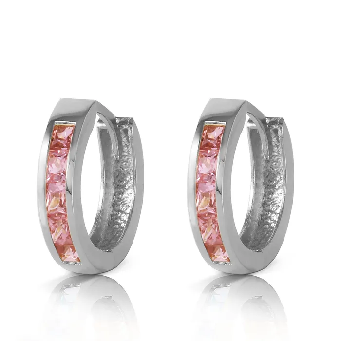 13 CTW 14K Solid White Gold Hoop Huggie Earrings Pink Sapphire MayaMila Earrings 13 CTW 14K Solid White Gold Hoop Huggie Earrings Pink Sapphire MayaMila Earrings