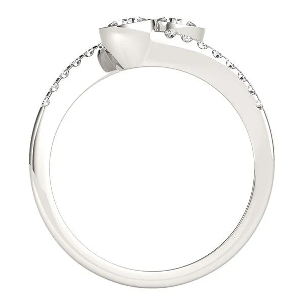 14k White Gold Round Bezel Setting Two Stone Diamond Ring 58 cttw MayaMila Rings