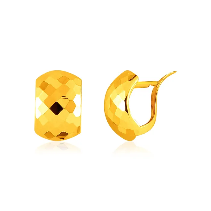 14k Yellow Gold Geometric Texture Earrings MayaMila Earrings