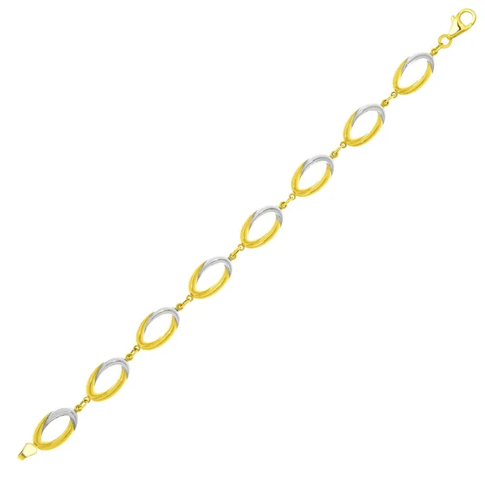 Bracelets 14k TwoTone Gold Twisted Oval Link Chain Bracelet MayaMila