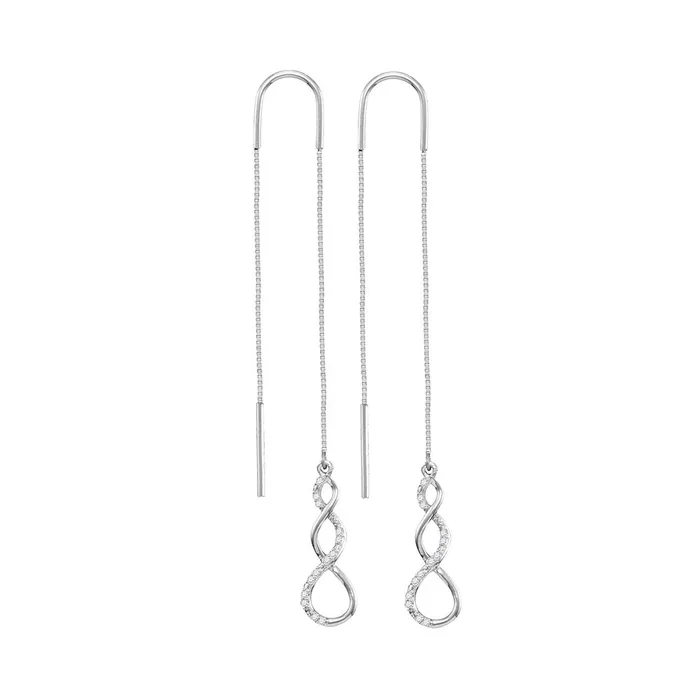 Earrings mayamila 10kt White Gold Womens Round Diamond Twist Dangle Threader Earrings 110 Cttw Earrings mayamila 10kt White Gold Womens Round Diamond Twist Dangle Threader Earrings 110 Cttw