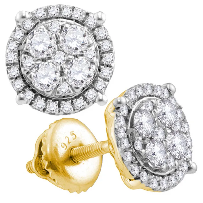 Earrings mayamila 10kt Yellow Gold Womens Round Diamond Circle Cluster Earrings 12 Cttw Earrings mayamila 10kt Yellow Gold Womens Round Diamond Circle Cluster Earrings 12 Cttw