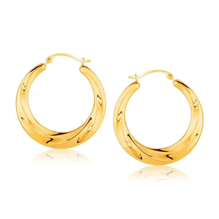 Earrings MayaMila 14k Yellow Gold Graduated Textured Hoop Earrings 1 inch Diameter Earrings MayaMila 14k Yellow Gold Graduated Textured Hoop Earrings 1 inch Diameter