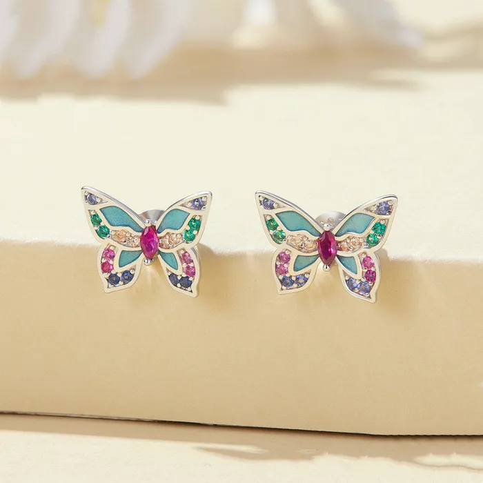 Earrings Shineofidamond Butterfly Design Colored Gemstone Earrings Stud in Sterling Silver Earrings Shineofidamond Butterfly Design Colored Gemstone Earrings Stud in Sterling Silver