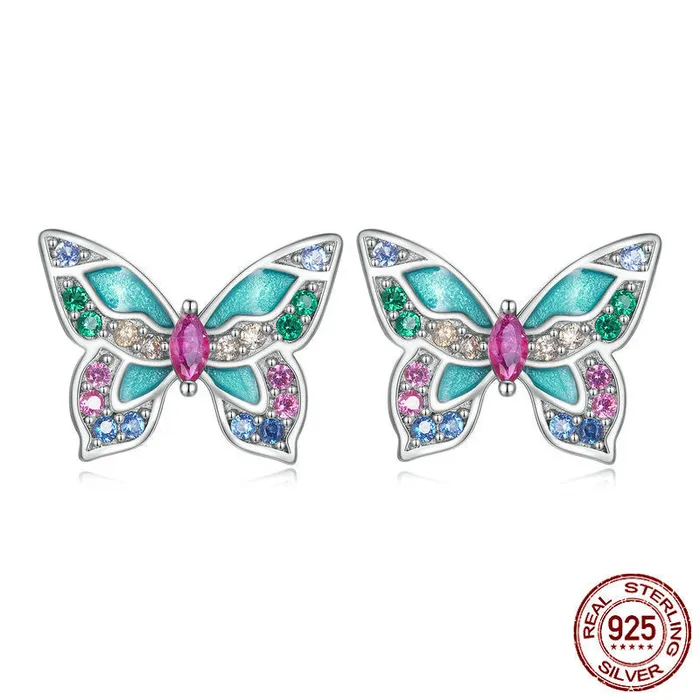 Earrings Shineofidamond Butterfly Design Colored Gemstone Earrings Stud in Sterling Silver Earrings Shineofidamond Butterfly Design Colored Gemstone Earrings Stud in Sterling Silver