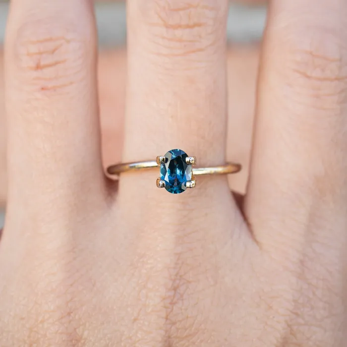 Envero Jewelry Rings 083ct Oval Cut Blue Green Montana Sapphire