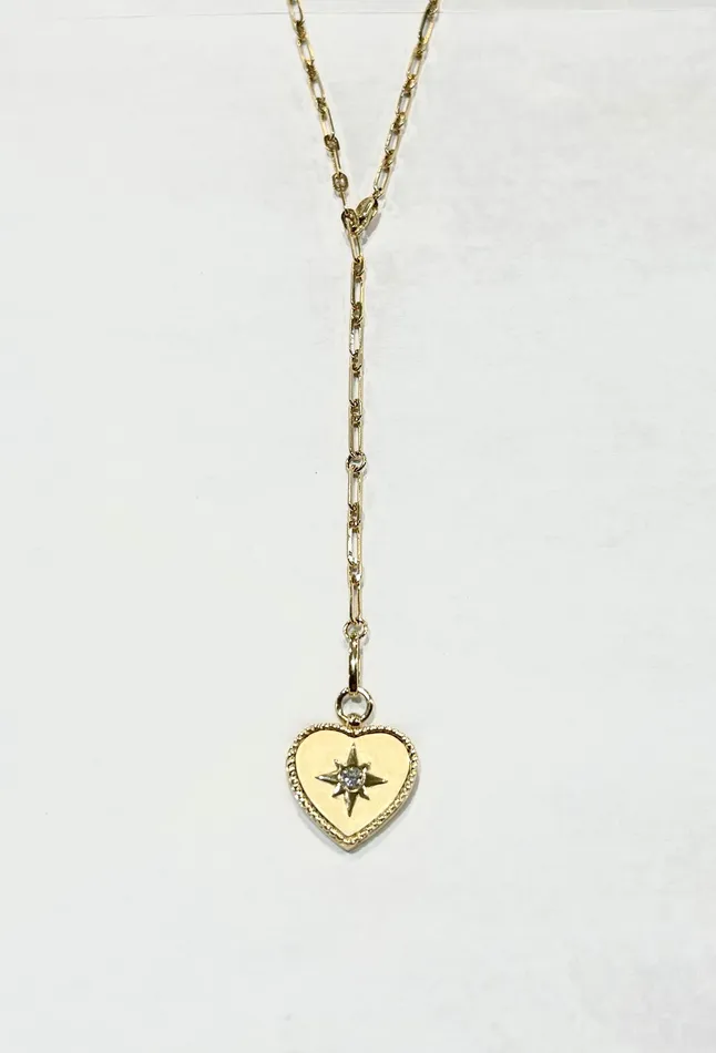 GemsOne Necklaces 14k YG Diamond Heart Matte Finish Necklace NK102444YC