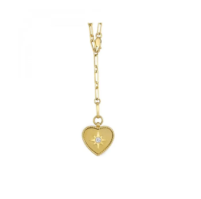 GemsOne Necklaces 14k YG Diamond Heart Matte Finish Necklace NK102444YC