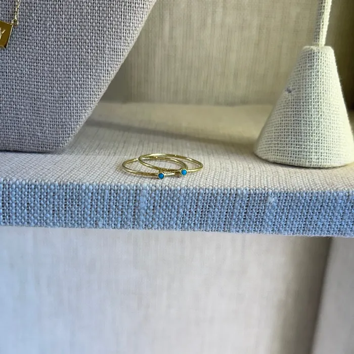 gold thin stacking ring with turquoise Jennifer Meyer Rings