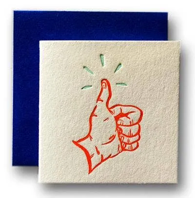 Ladyfingers Letterpress Thumbs Up Tiny Greeting Card Earrings