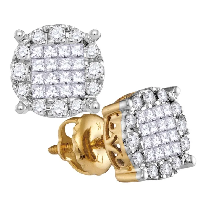 mayamila Earrings 14kt Yellow Gold Womens Princess Diamond Soleil Cluster Earrings 12 Cttw mayamila Earrings 14kt Yellow Gold Womens Princess Diamond Soleil Cluster Earrings 12 Cttw