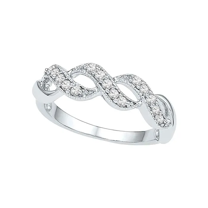 mayamila Rings 10kt White Gold Womens Round Diamond Crossover Band Ring 15 Cttw