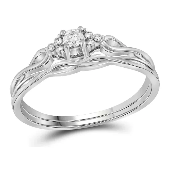mayamila Rings 14kt White Gold Womens Round Diamond Bridal Wedding Engagement Ring Band Set 16 Cttw