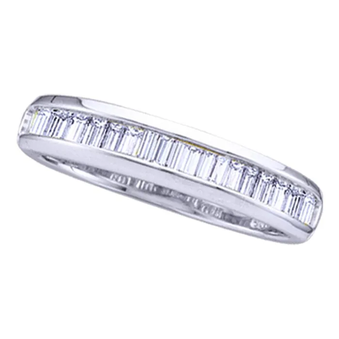 mayamila Rings Sterling Silver Womens Baguette Diamond Wedding Band Ring 12 Cttw
