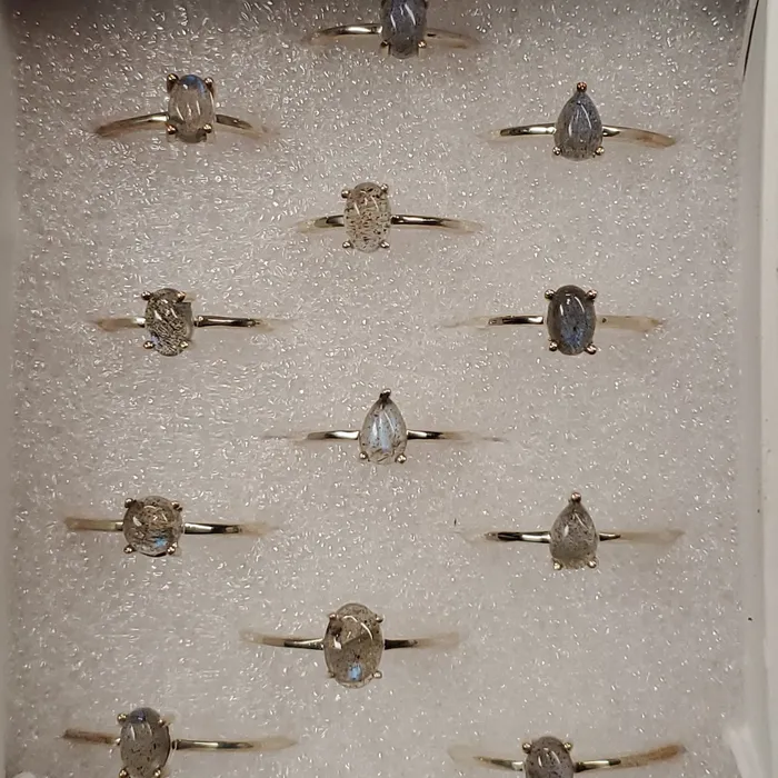 Natural Creations Labradorite Simple Ring Sterling Silver Rings