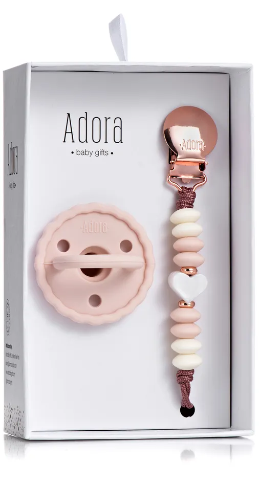 Necklaces Adora Baby Gifts Adora Pacifier and Pacifier Clip Baby Gift Set Blush Heart Necklaces Adora Baby Gifts Adora Pacifier and Pacifier Clip Baby Gift Set Blush Heart