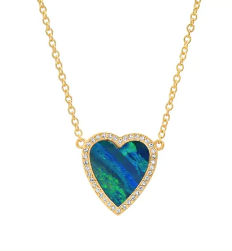 Necklaces Jennifer Meyer 18k YG mini opal inlay heart necklace