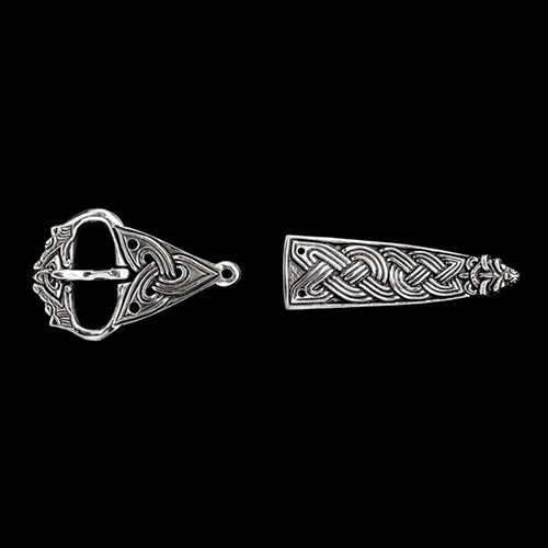 Northan Viking Silver Earrings Viking Belt Set With Wolf Heads in Borre Style