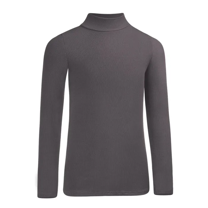 PBJ Girls Ribbed Long Sleeve Mock Turtleneck Graphite Pea Bee Jae Earrings