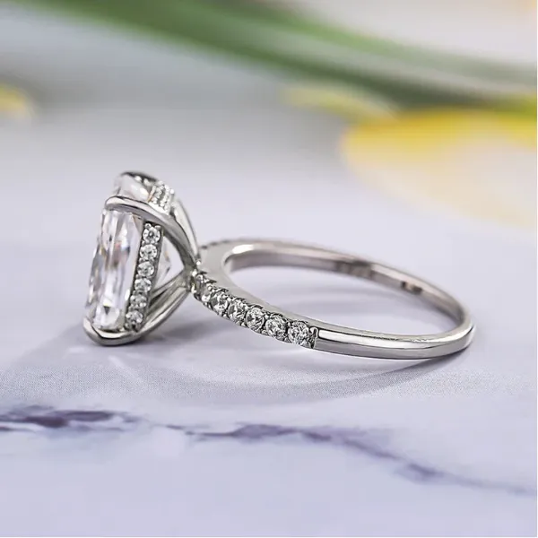 Rings 2PCS Radiant Cut Ring With Baguette Band Bridal Set in Sterling Silver Shineofdiamond Rings 2PCS Radiant Cut Ring With Baguette Band Bridal Set in Sterling Silver Shineofdiamond