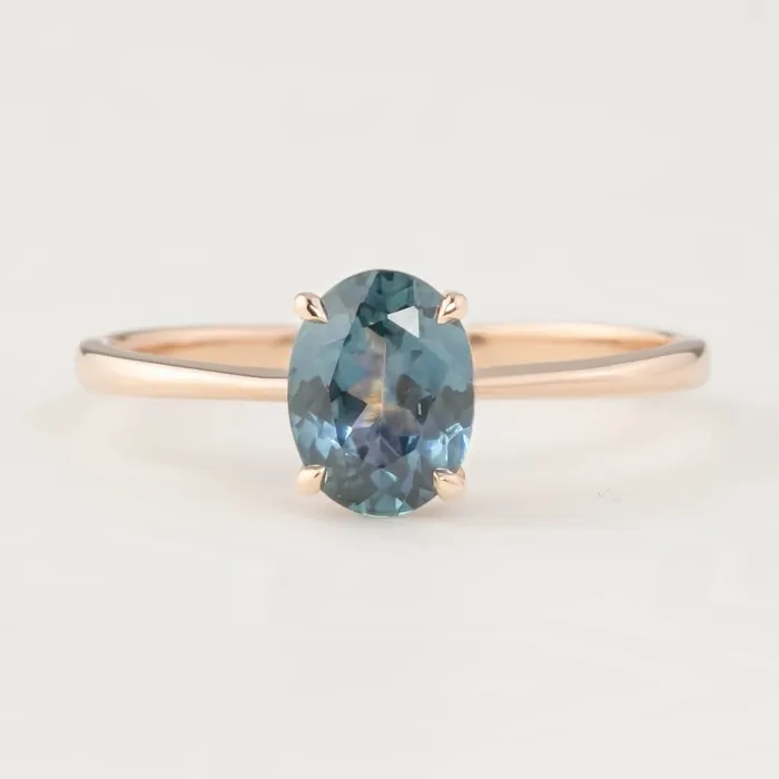 Rings Envero Jewelry Nina Ring 124ct Teal Blue Montana Sapphire 14k Rose Gold One of a kind