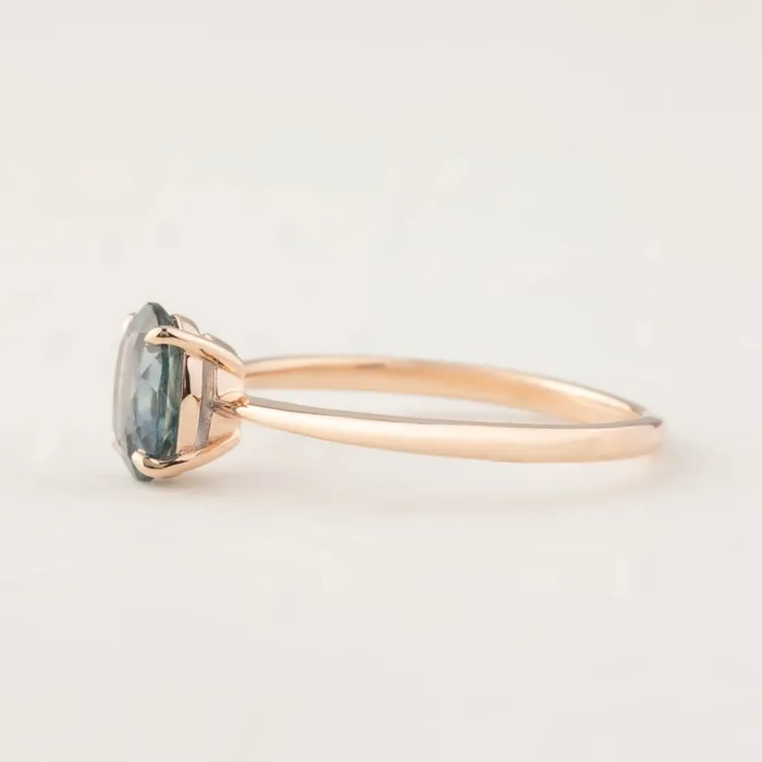Rings Envero Jewelry Nina Ring 124ct Teal Blue Montana Sapphire 14k Rose Gold One of a kind