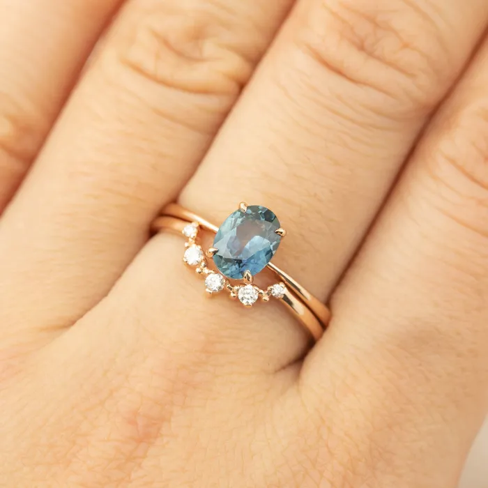 Rings Envero Jewelry Nina Ring 124ct Teal Blue Montana Sapphire 14k Rose Gold One of a kind