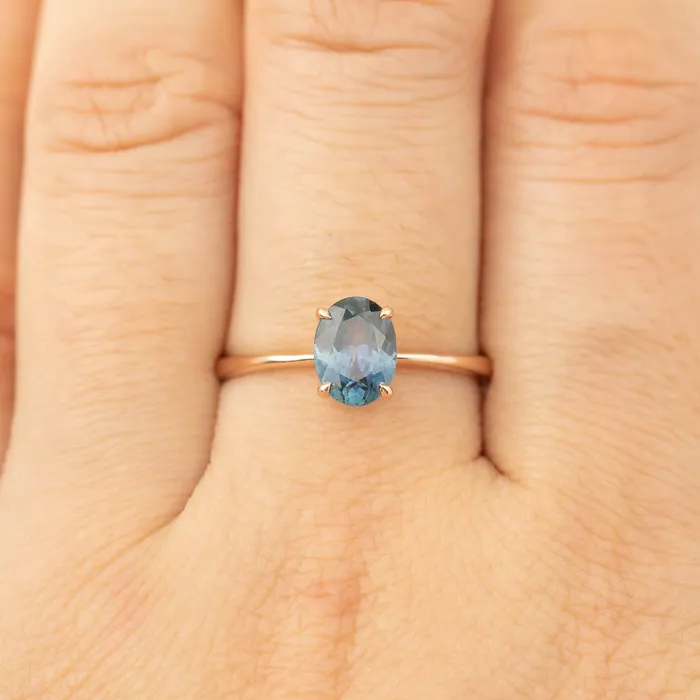 Rings Envero Jewelry Nina Ring 124ct Teal Blue Montana Sapphire 14k Rose Gold One of a kind