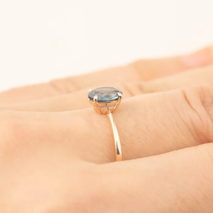 Rings Envero Jewelry Nina Ring 124ct Teal Blue Montana Sapphire 14k Rose Gold One of a kind