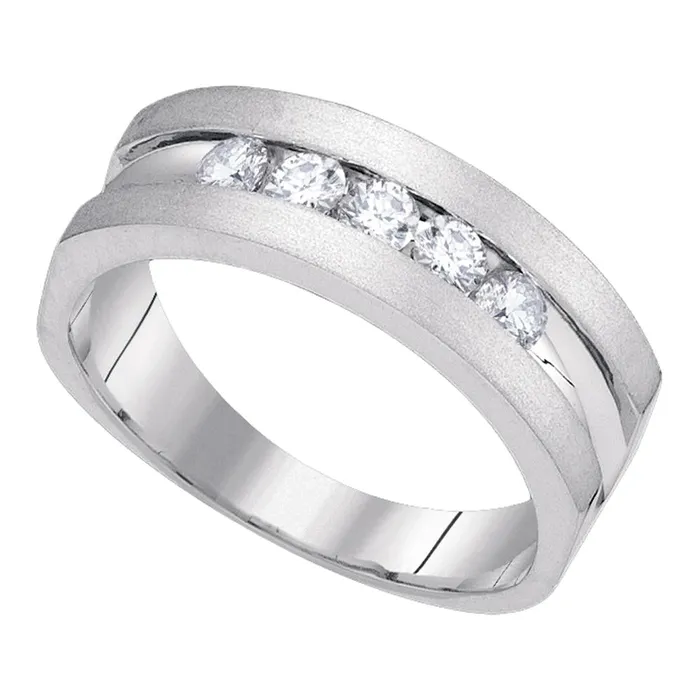 Rings mayamila 10kt White Gold Mens Round Diamond Wedding Band Ring 12 Cttw