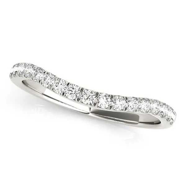Rings MayaMila 14k White Gold Pave Set Round Diamond Curved Wedding Band 14 cttw