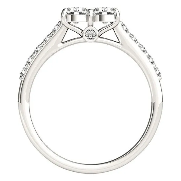 Rings mayamila 14K White Gold Round Two Stone Diamond Ring 34 ct tw