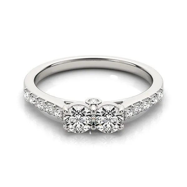 Rings mayamila 14K White Gold Round Two Stone Diamond Ring 34 ct tw