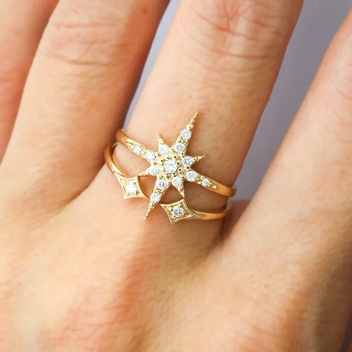 Rings Starburst Diamond Ring Large Envero Jewelry