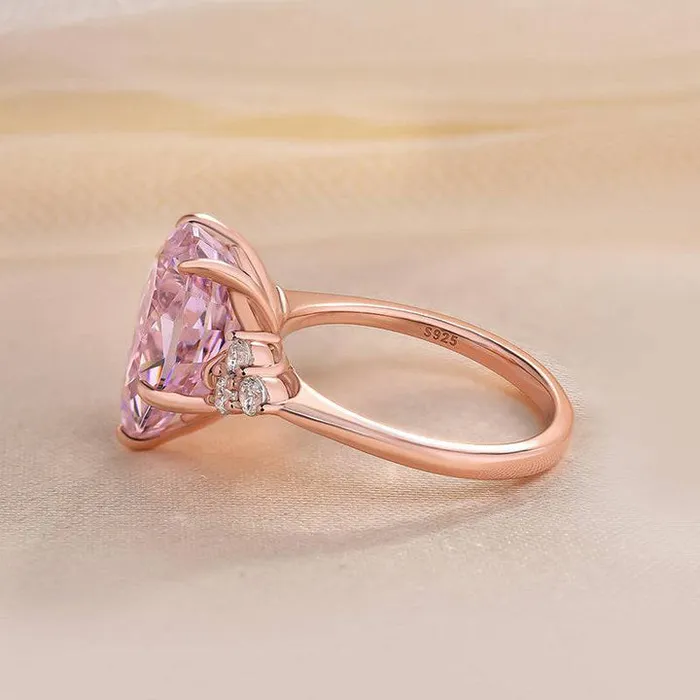 Rings Three Stone Pear Cut Pink Stone Engagement Ring Shineofdiamond