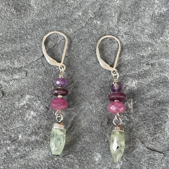 Riverstone Prehnite Point Earrings Earrings