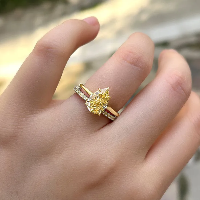 Shineofdiamond Golden Tone Pear Cut Yellow Gemstone Sterling Silver Wedding Bridal Set Rings Shineofdiamond Golden Tone Pear Cut Yellow Gemstone Sterling Silver Wedding Bridal Set Rings