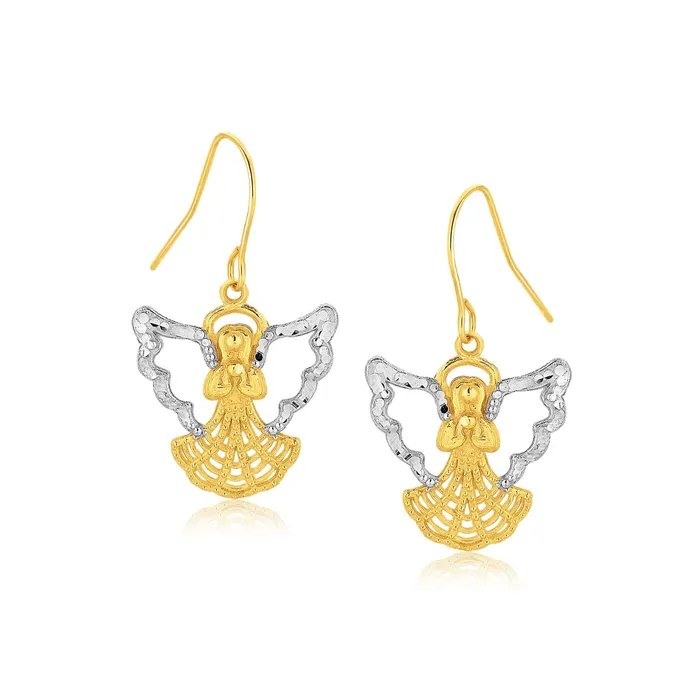 TwoTone Angel Drop Earrings in 10k Gold MayaMila Earrings