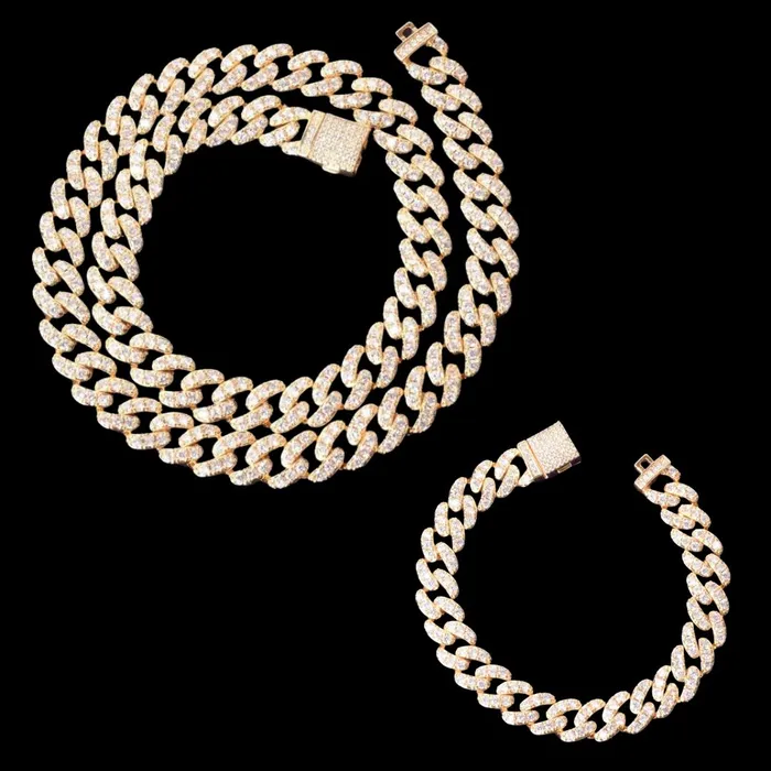10MM Tennis Cut Stones Iced Out Diamond Necklace Bracelet Set TENNIS CUT Bracelets