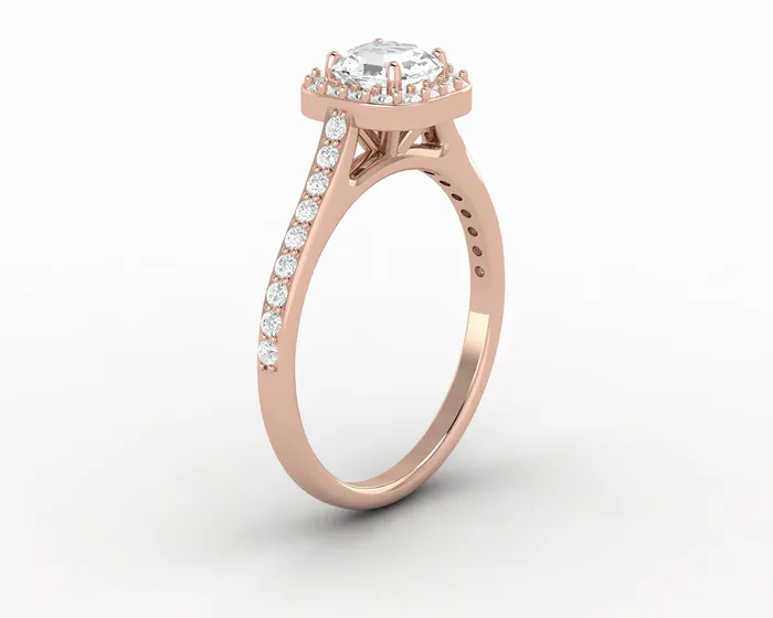 Aureola 07 Ct Asscher Cut Halo Engagement Ring with Side Stones Sapheena Jewelry Rings