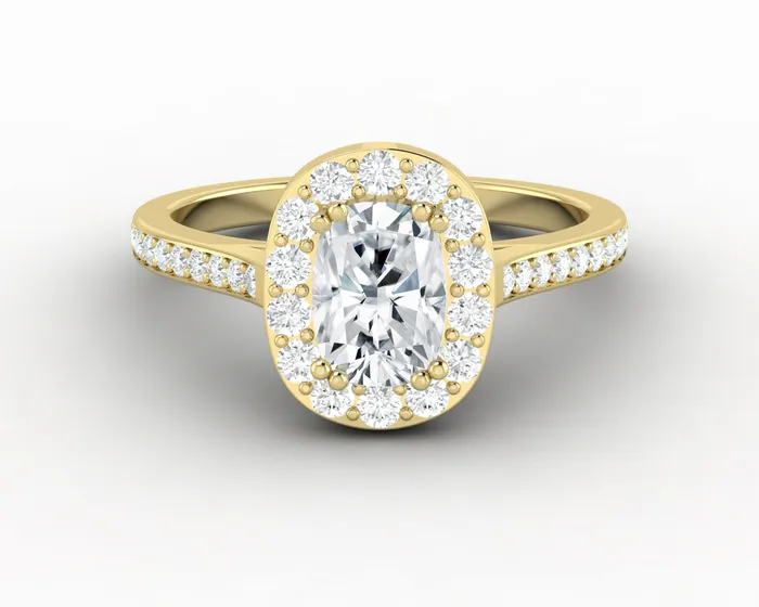 Aureola 10 Ct Elongated Cushion Cut Halo Engagement Ring with Side Stones Sapheena Jewelry Rings