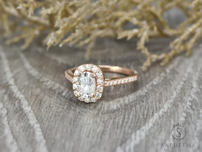 Aureola 10 Ct Elongated Cushion Cut Halo Engagement Ring with Side Stones Sapheena Jewelry Rings