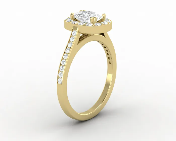 Aureola 10 Ct Elongated Cushion Cut Halo Engagement Ring with Side Stones Sapheena Jewelry Rings