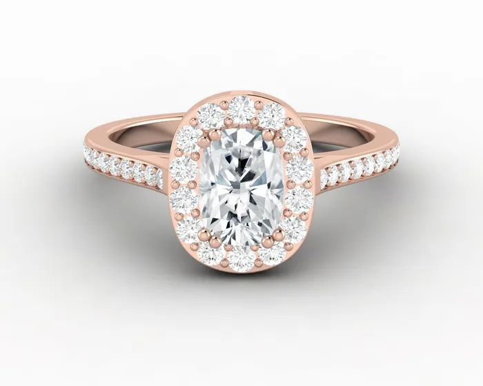 Aureola 10 Ct Elongated Cushion Cut Halo Engagement Ring with Side Stones Sapheena Jewelry Rings