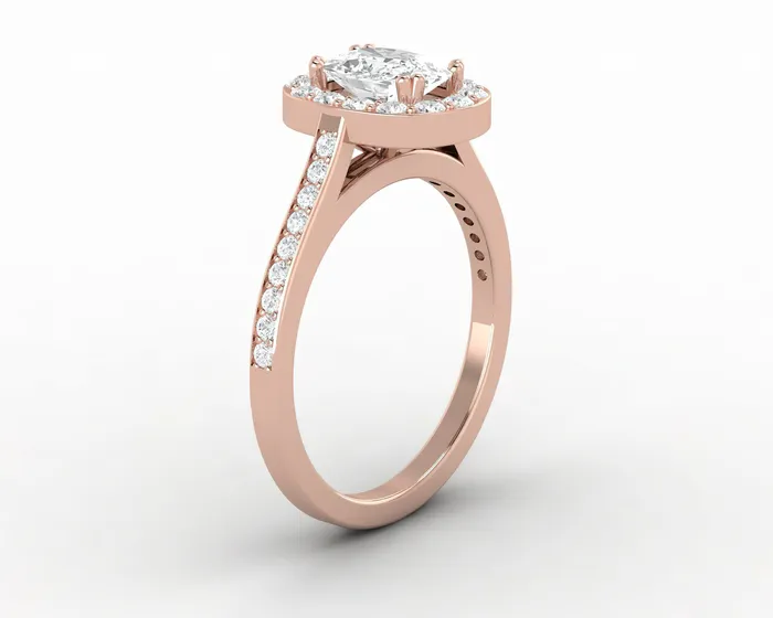 Aureola 10 Ct Elongated Cushion Cut Halo Engagement Ring with Side Stones Sapheena Jewelry Rings