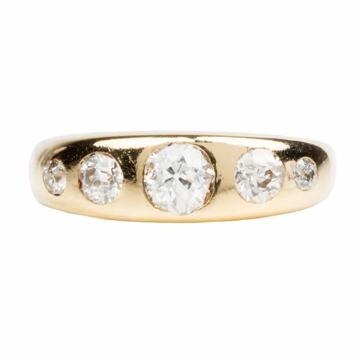 Bell Bird Antiques Rings Turn of the Century Five Stone Gypsy Set Diamond Ring