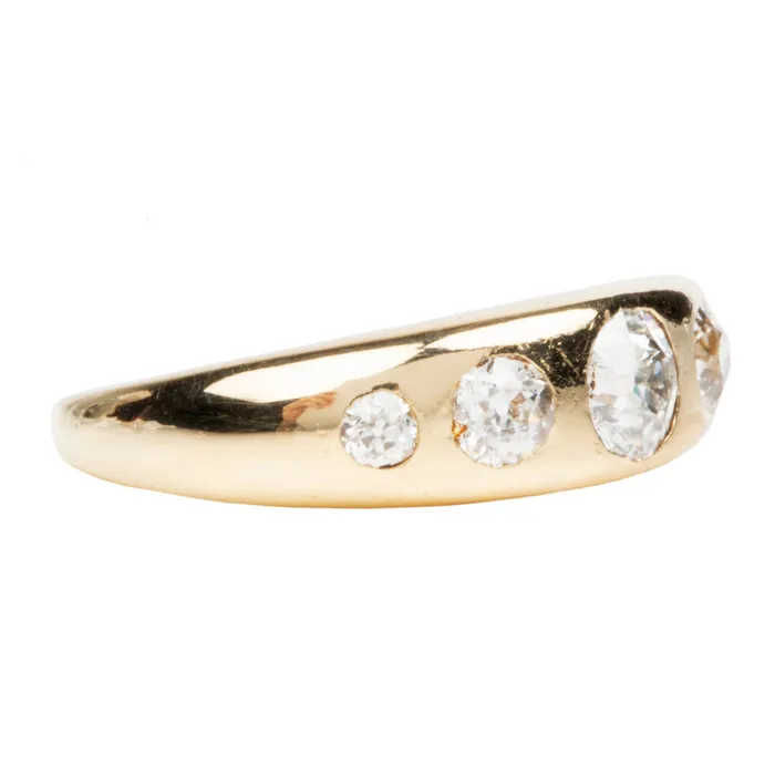 Bell Bird Antiques Rings Turn of the Century Five Stone Gypsy Set Diamond Ring